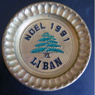 LIBAN : plateau de 12,5 cm de diamètre Noël 1991 Liban