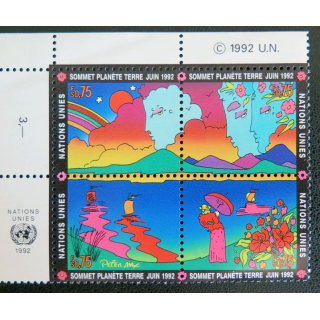 Planche de 4 timbres de l'ONU Sommet planète terre Juin 1992