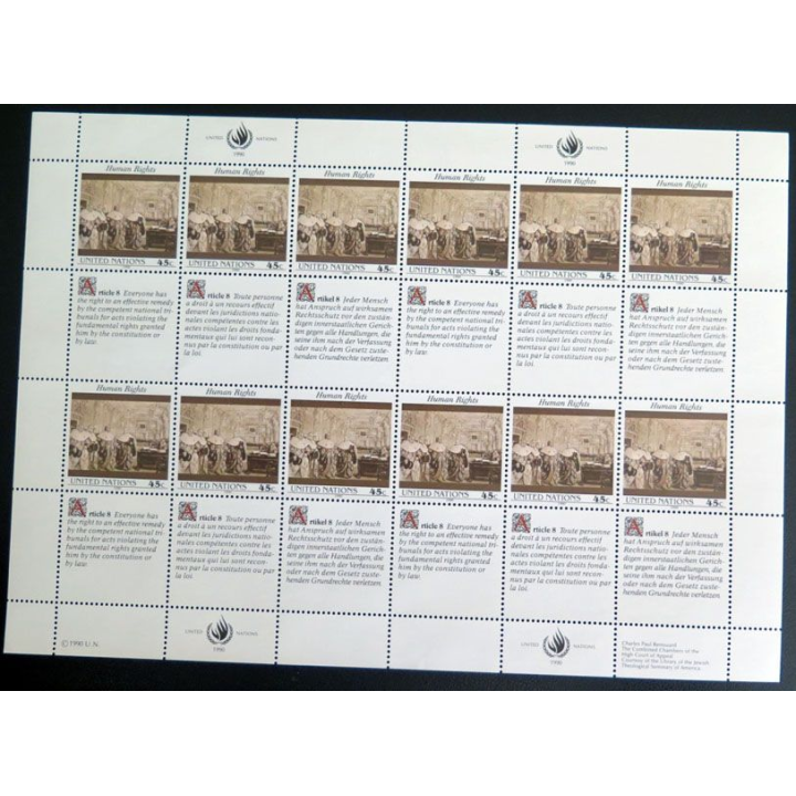 UN ONU : Planche de 12 timbres de l'ONU Human Rights article 8