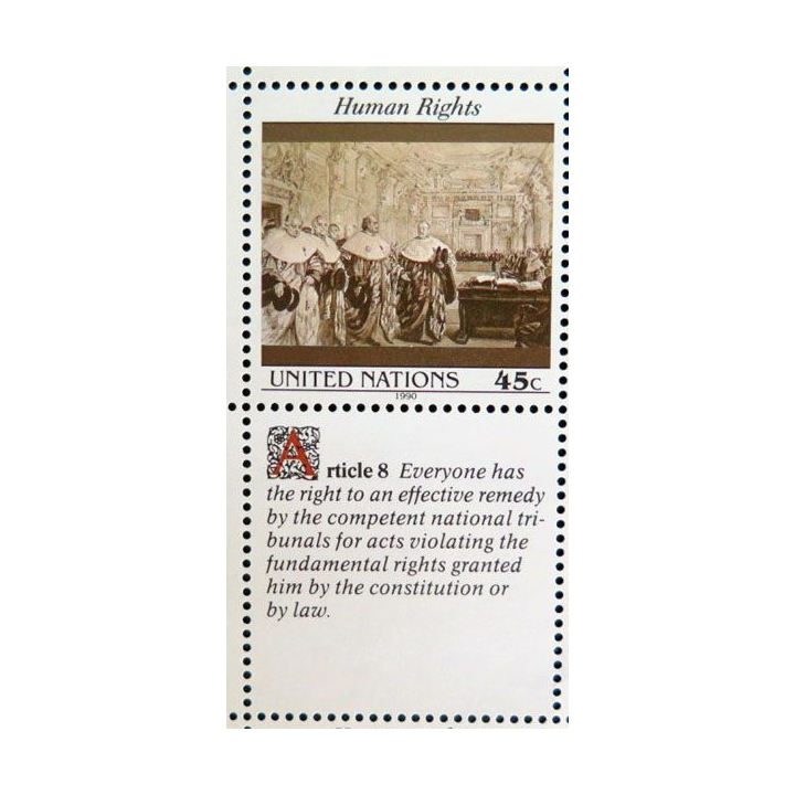 UN ONU : Planche de 12 timbres de l'ONU Human Rights article 8