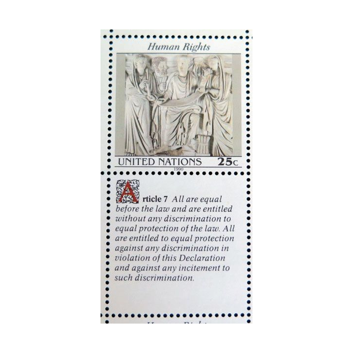 UN ONU : Planche de 12 timbres de l'ONU Human Rights article 7