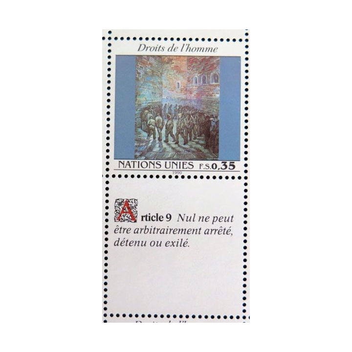 UN ONU : Planche de 12 timbres de l'ONU Human Rights article 9