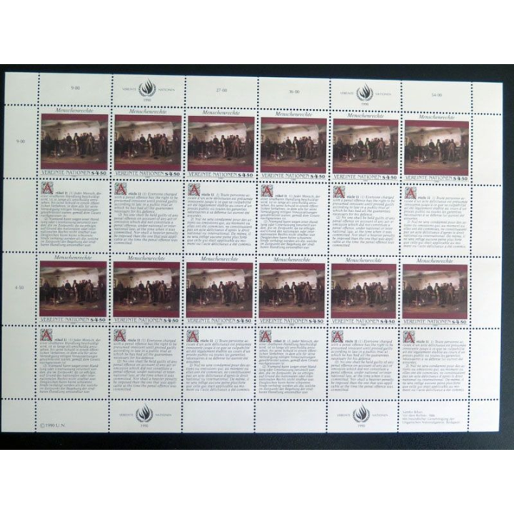 UN ONU : Planche de 12 timbres de l'ONU Human Rights article 11
