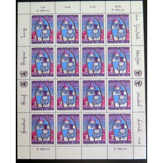 UN ONU : Planche de 16 timbres de l'ONU Menschen rechte 1948-83 1983