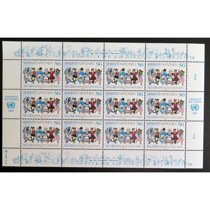 UN ONU : Planche de 12 timbres de l'ONU Tag der verenten nationen 1987