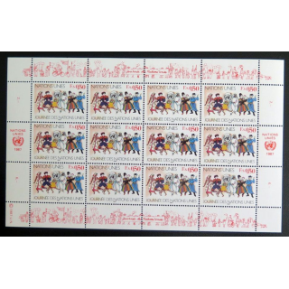 UN ONU : Planche de 12 timbres de l'ONU journée des Nations Unies 1987