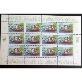 UN ONU : Planche de 12 timbres de l'ONU journée des Nations Unies 1987