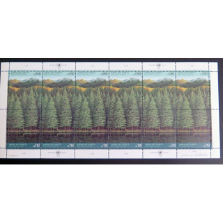 UN ONU : Planche de 12 timbres de l'ONU survie des forêts 1988
