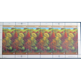 UN ONU : Planche de 12 timbres de l'ONU Retten den Wald 1988