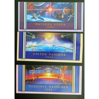 3 x 2 timbres des Nations Unies 1992 sur mission planète terre neufs