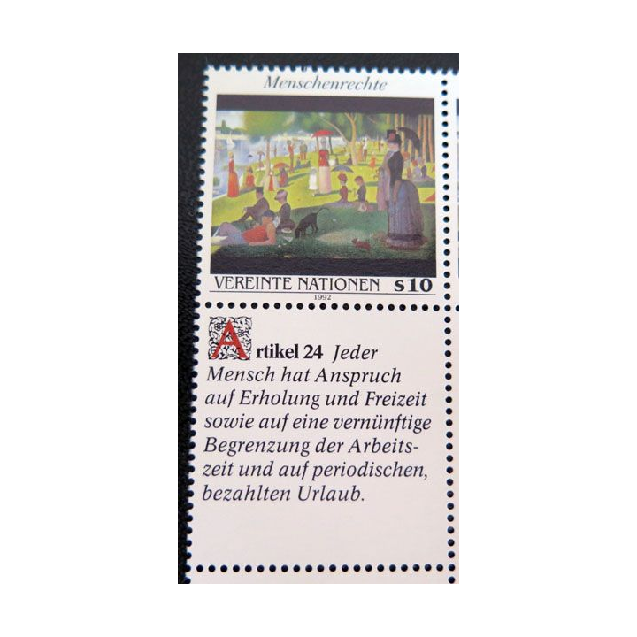 UN ONU : Planche de 3 timbres de l'ONU Human Rights article 24