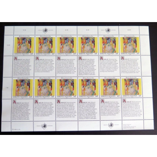 UN ONU : Planche de 12 timbres de l'ONU Human Rights article 18