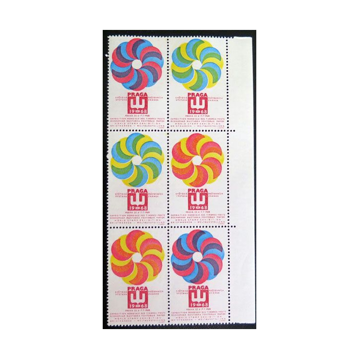 Praga 6 timbres neufs exposition mondiale des timbres à Prague 1968