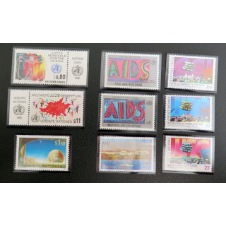 UN ONU 11 timbres neufs 6 Sida AIDS 3 centre du commerce international