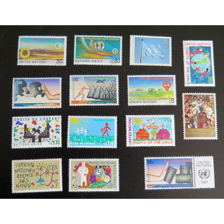UN ONU timbres neufs contre les armes chimiques les droits d'enfants