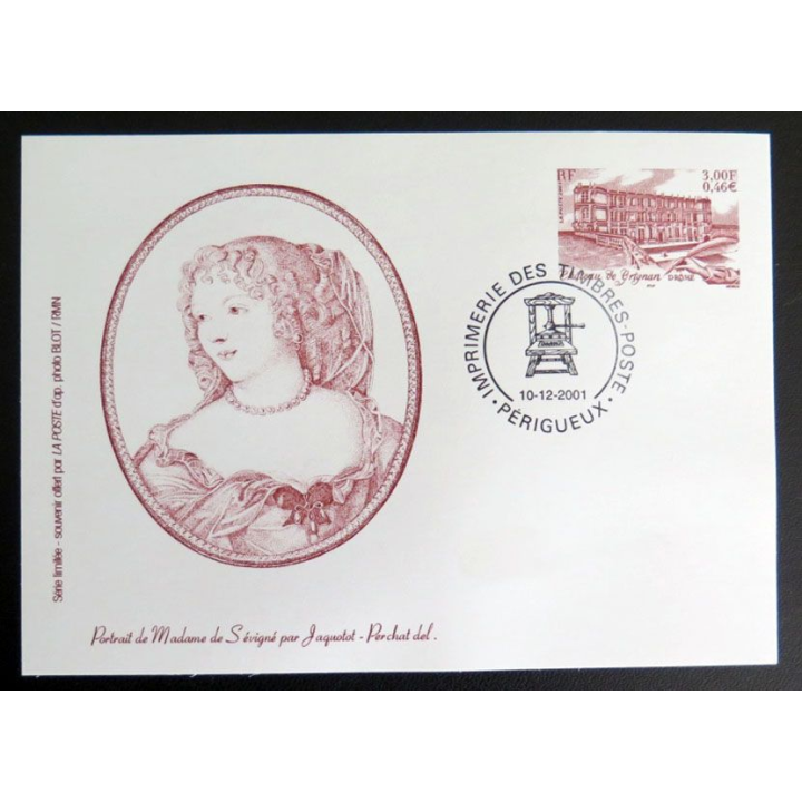 Carte souvenir du Château de Grignan de Mme de Sévigné 10-12-2001