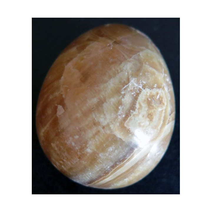 OEUF EN PIERRE 14 hauteur 4 cm couleur marron clair strié