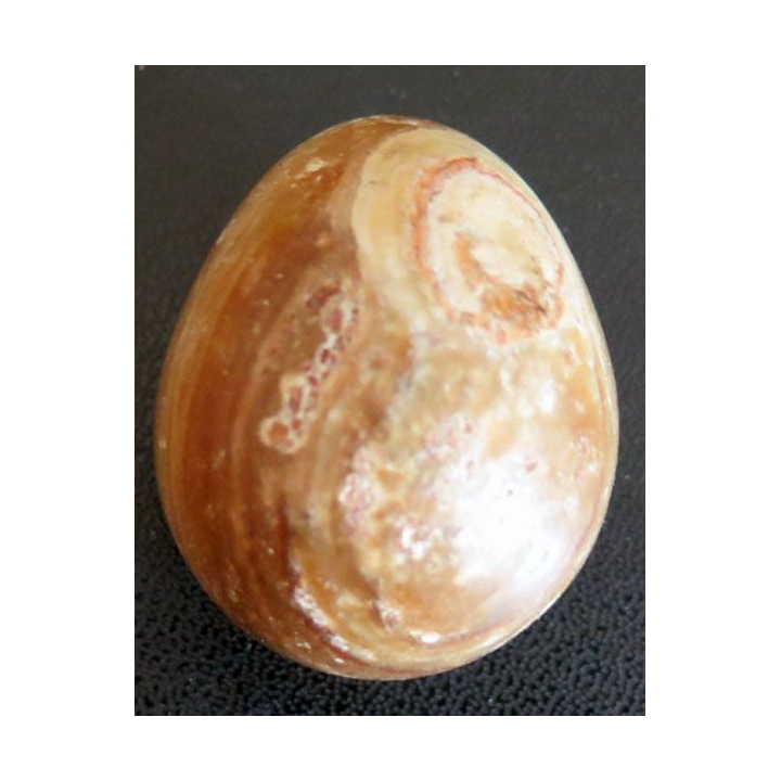 OEUF EN PIERRE 15 hauteur 4 cm couleur marron clair strié