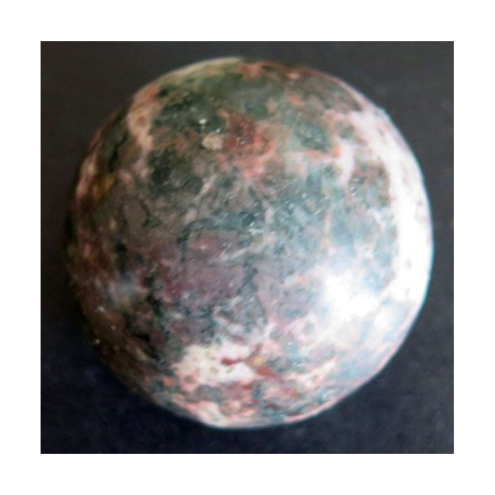 BOULE EN PIERRE 21 diamètre 5 cm couleur marbré vert et rose