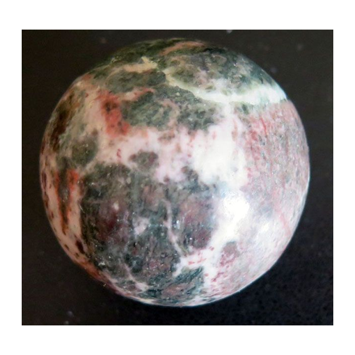 BOULE EN PIERRE 21 diamètre 5 cm couleur marbré vert et rose