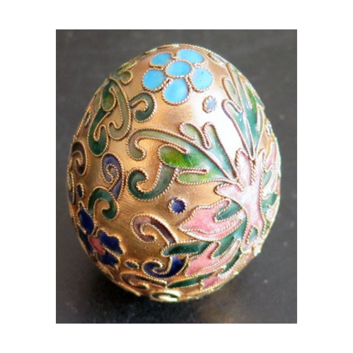 OEUF EN METAL hauteur 6,5 cm couleur dorée avec inclusions émaillées