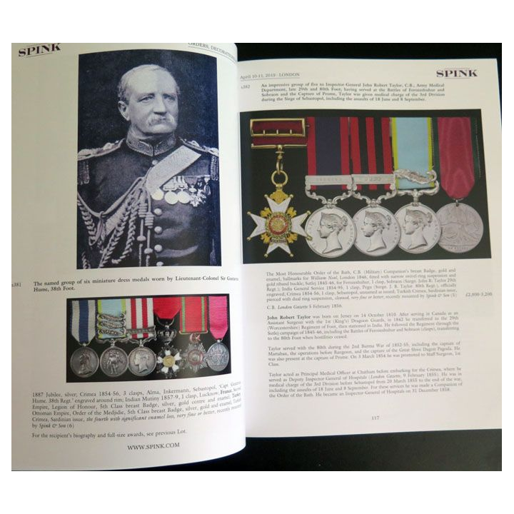 Catalogue SPINK sur les médailles militaires anglaises et monde entier