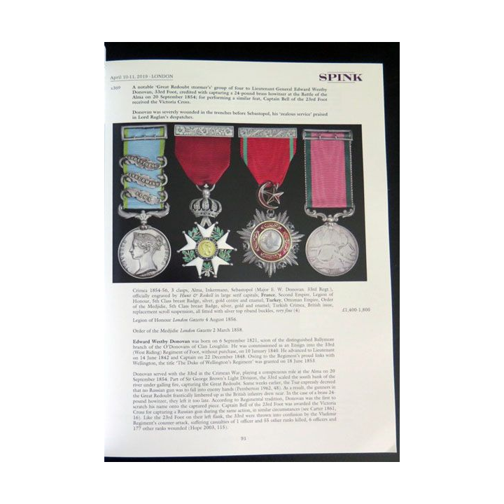 Catalogue SPINK sur les médailles militaires anglaises et monde entier