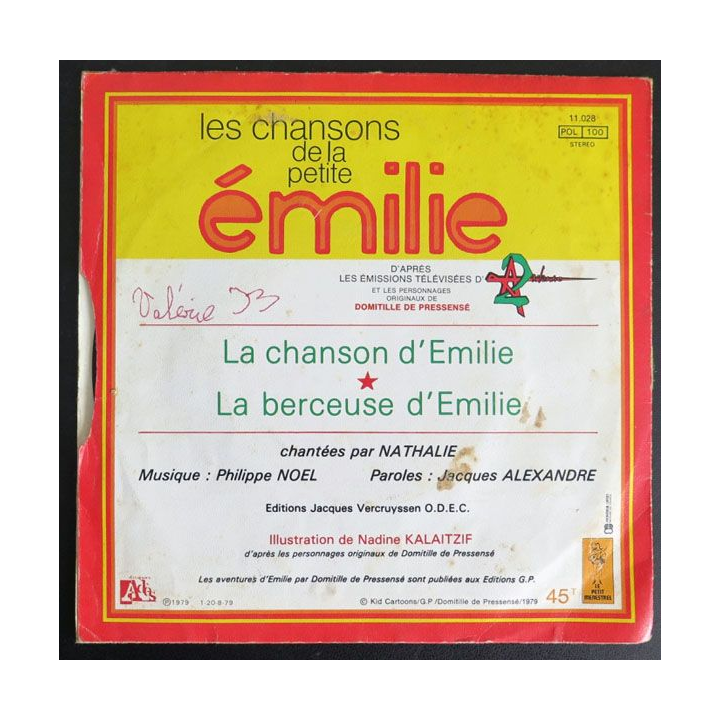 DISQUE 45 TOURS : Les chansons de la petite Emilie