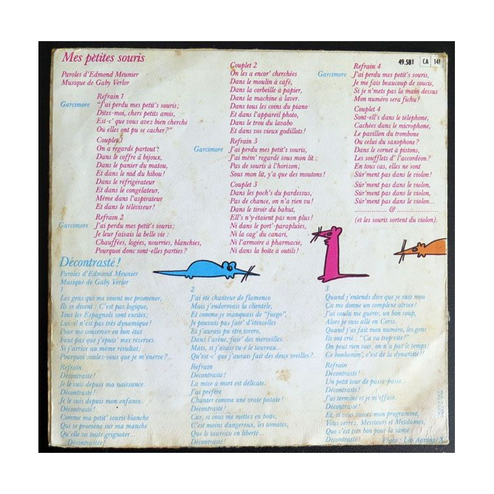 DISQUE 45 TOURS : Garcimore Chante Mes petites souris