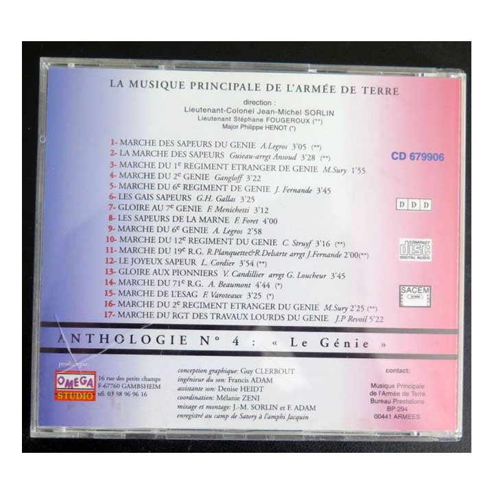DISQUE CD Musique Principale de l'Armée de terre le Génie 