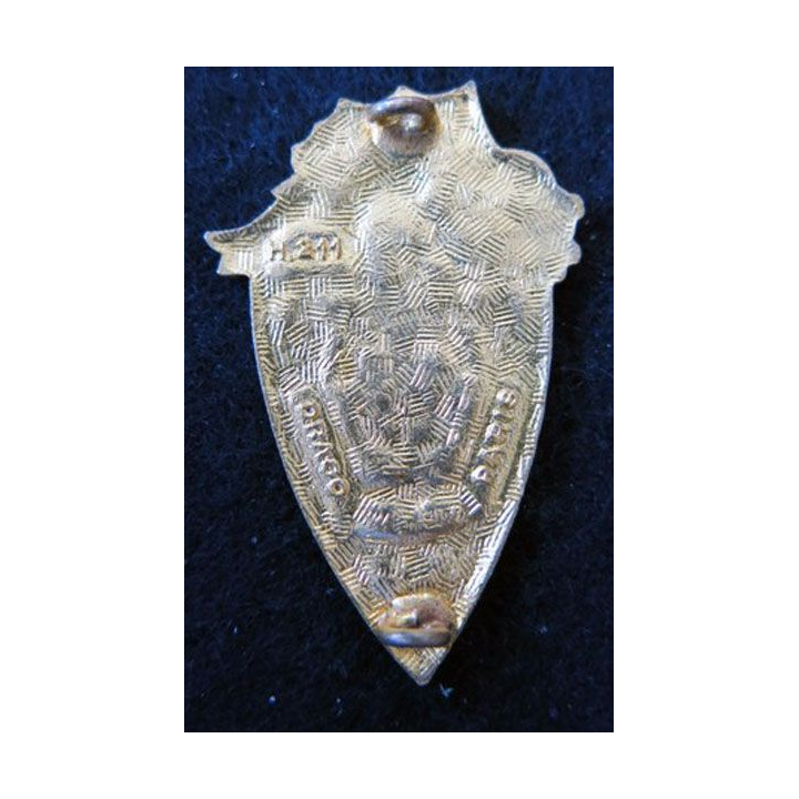 4° RG : Insigne métallique du 4° régiment du Génie de fabrication Drago Paris H. 211 dos guilloché anneaux