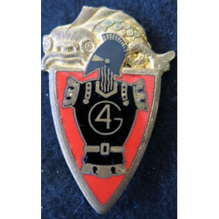 4° RG : Insigne métallique du 4° régiment du Génie de fabrication Andor H. 211 dos guilloché épingle