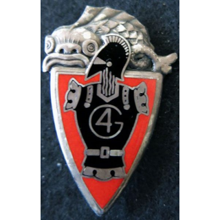 4° RG : Insigne métallique du 4° régiment du Génie de fabrication Andor H. 211 modèle argenté