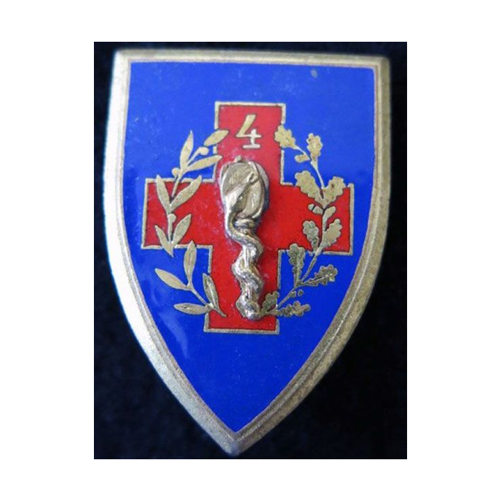 4° SIM : insigne métallique de la 4° section d’infirmiers militaires de fabrication Drago Paris en émail