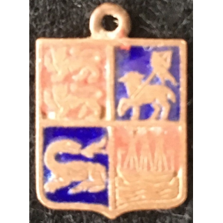 BLASON INCONNU : insigne métallique ancien blason en émail 11 x 16 mm avec organeau