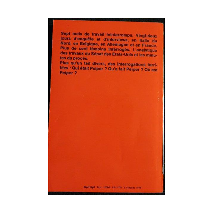 L'affaire Peiper de Arnaud Georges et Kahane Roger le livre de poche (P023)