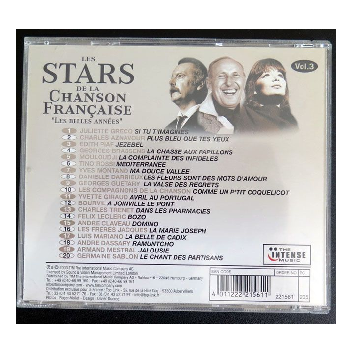 DISQUE CD : Les Stars de la Chanson française les belles années volume 3