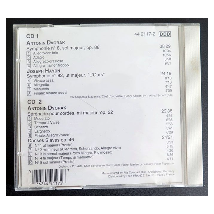 2 CD Antonin Dvorak symphonie n°8, danses slaves sérénade opus 22 