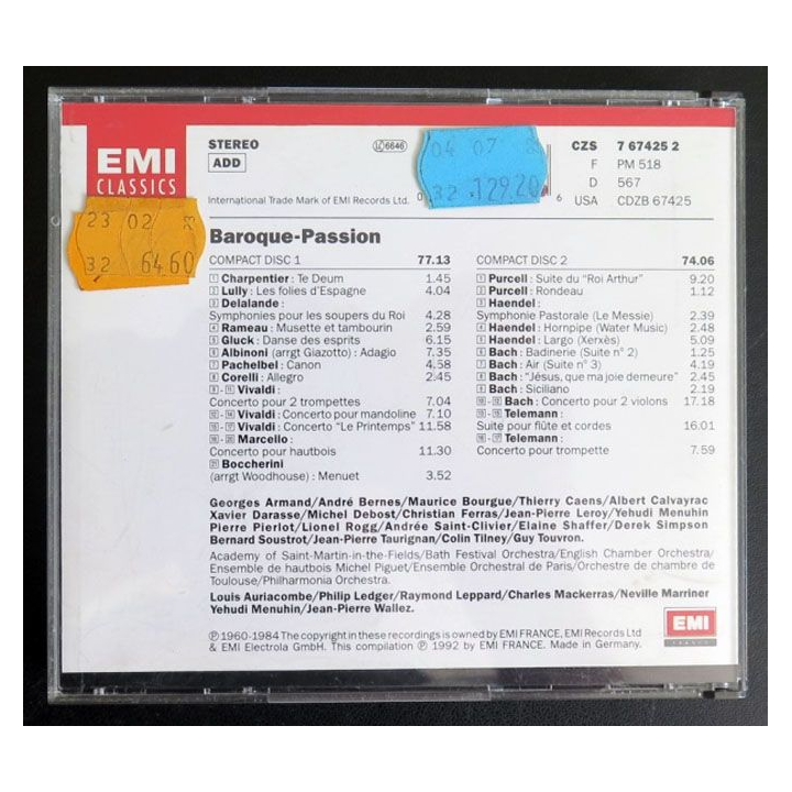 DISQUE CD : 2 CD de Baroque passion 
