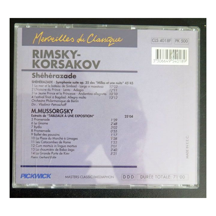 CD Rimsky-Korsakov Shéhérazade op 35 Mussorgsky Tableaux à exposition 