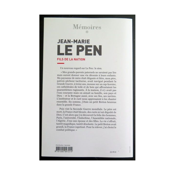 Jean-Marie Le Pen Fils de la Nation Mémoires