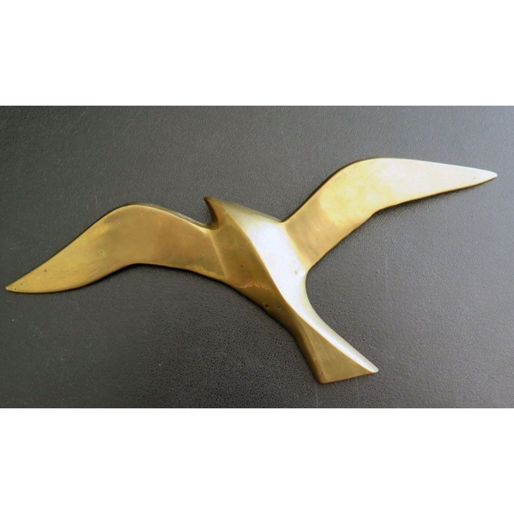 Oiseau Mouette en laiton de dimension 20,8 cm fixation murale