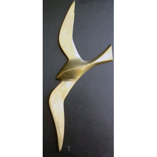 Oiseau Mouette en laiton de dimension 24,5 cm fixation murale