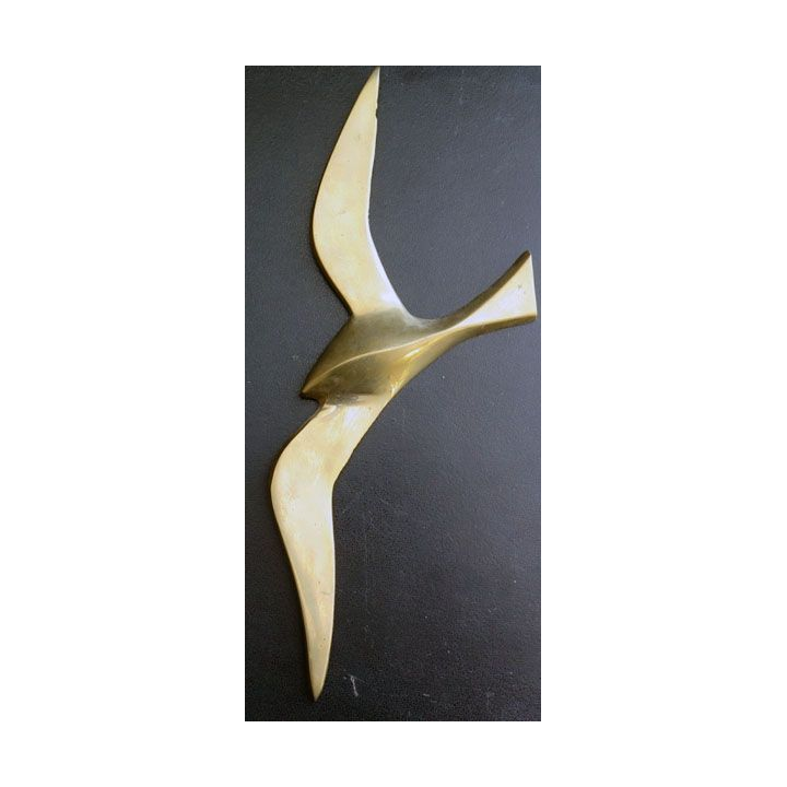 Oiseau Mouette en laiton de dimension 24,5 cm fixation murale