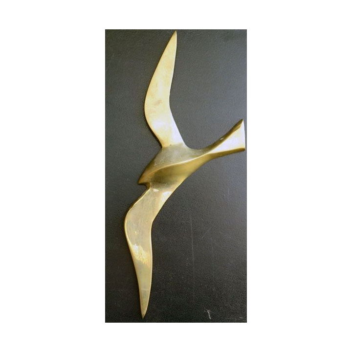 Oiseau Mouette en laiton de dimension 24,5 cm fixation murale