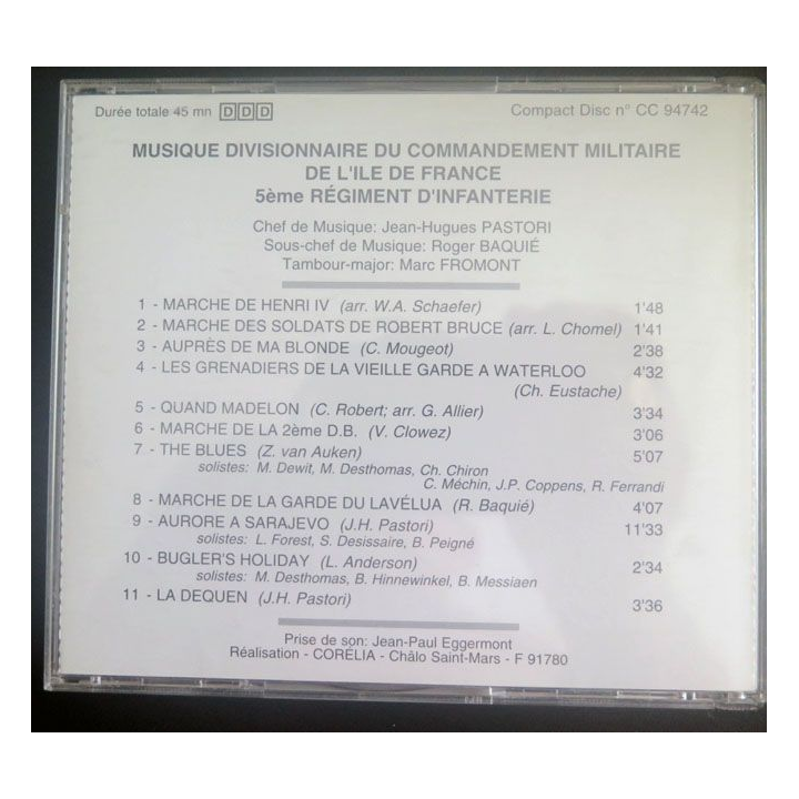 CD Musique divisionnaire du CMIDF 5° RI Navarre sans peur 1494 1994
