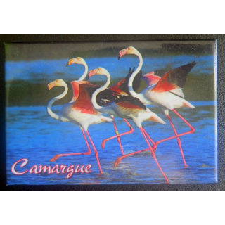 MAGNET FRIGO Camargue représentant des flammands roses 5,5 x 8 cm