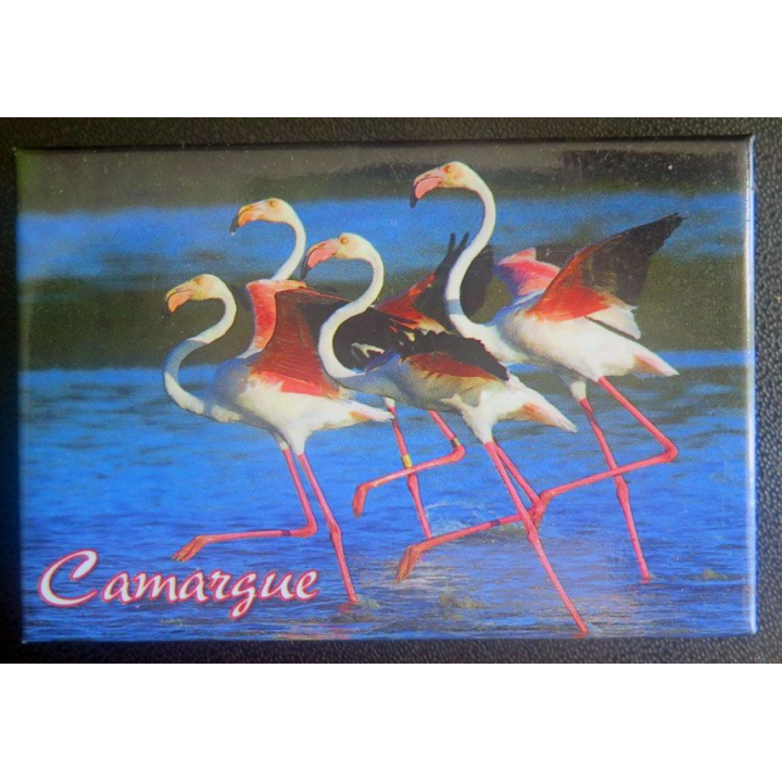 MAGNET FRIGO Camargue représentant des flammands roses 5,5 x 8 cm