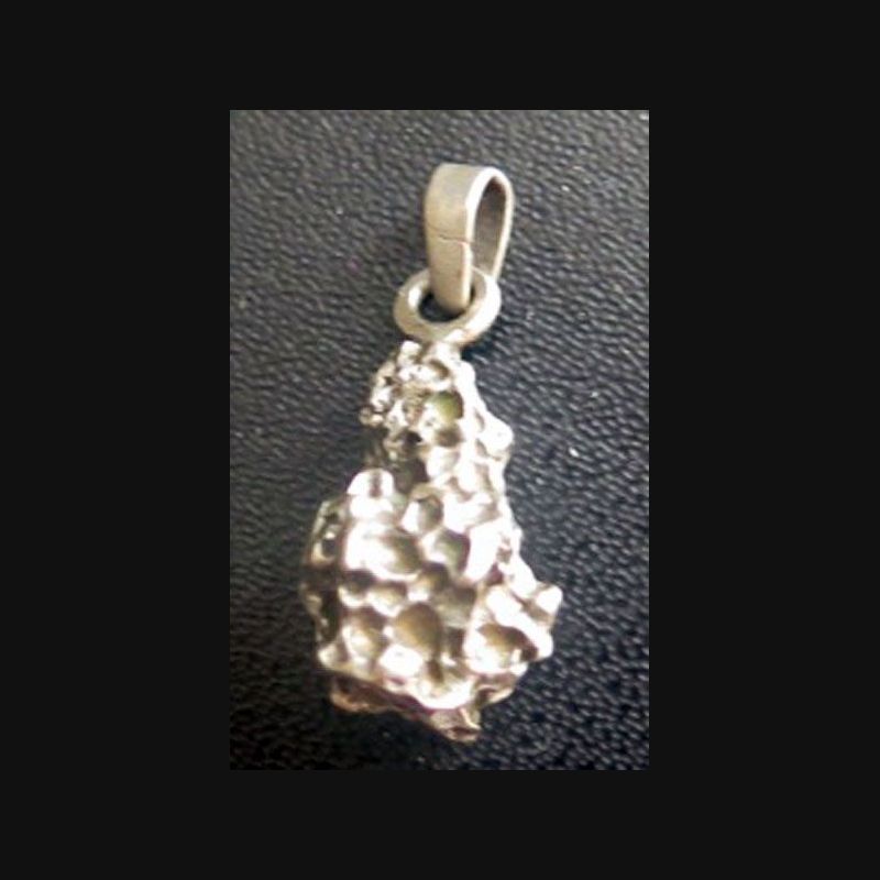 Pendentif Ancien Petite Pépite En Argent Massif - Occasion - Bijou Argent Véritable