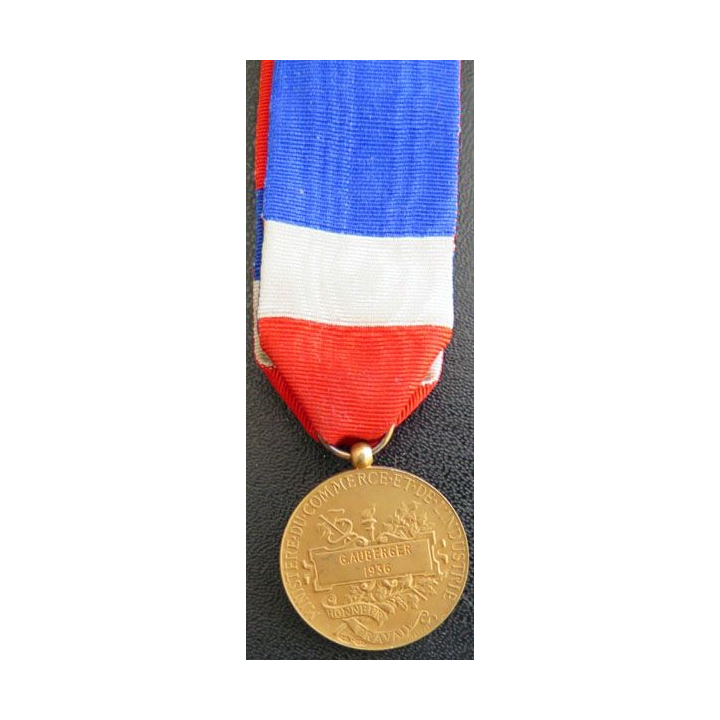 FRANCE : médaille du travail du commerce et de l'industrie 1936 